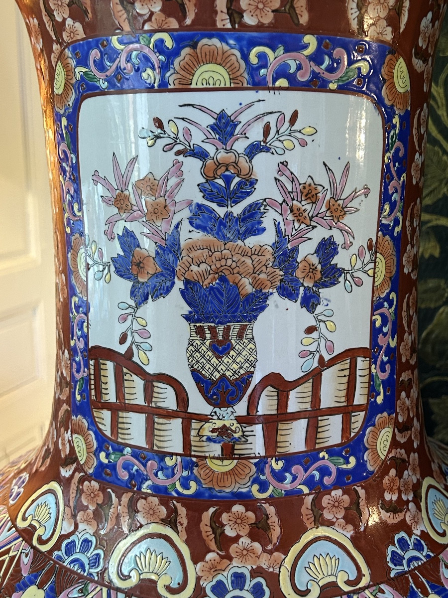  Paire De très grands Vases De Chine à décor polychrome -photo-3