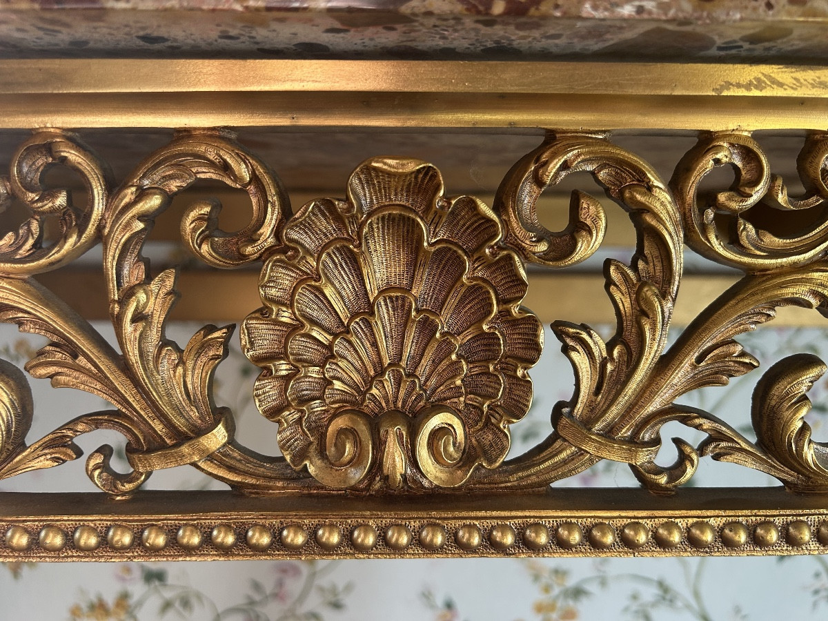 Grande Console En Bronze Doré à Ressaut,de Style Louis XIV -photo-2