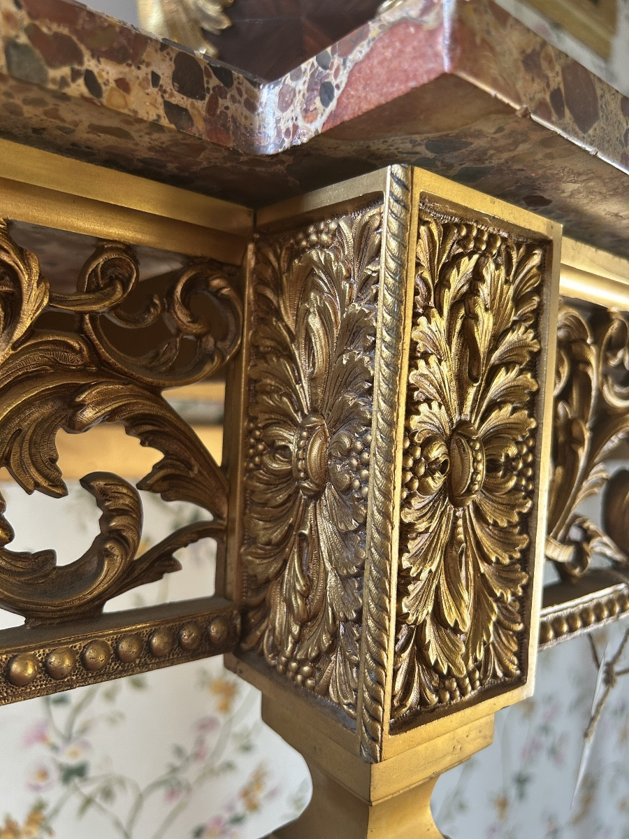 Grande Console En Bronze Doré à Ressaut,de Style Louis XIV -photo-1
