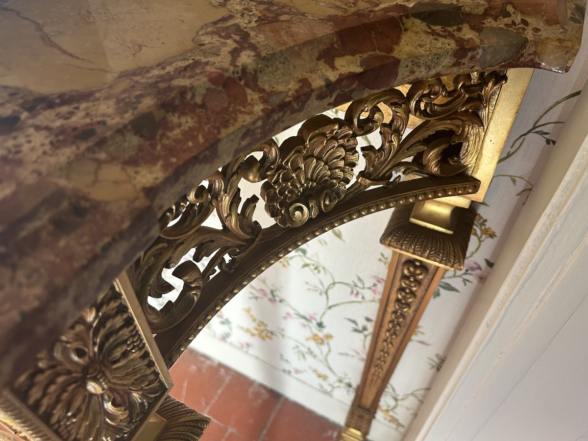 Grande Console En Bronze Doré à Ressaut,de Style Louis XIV -photo-3