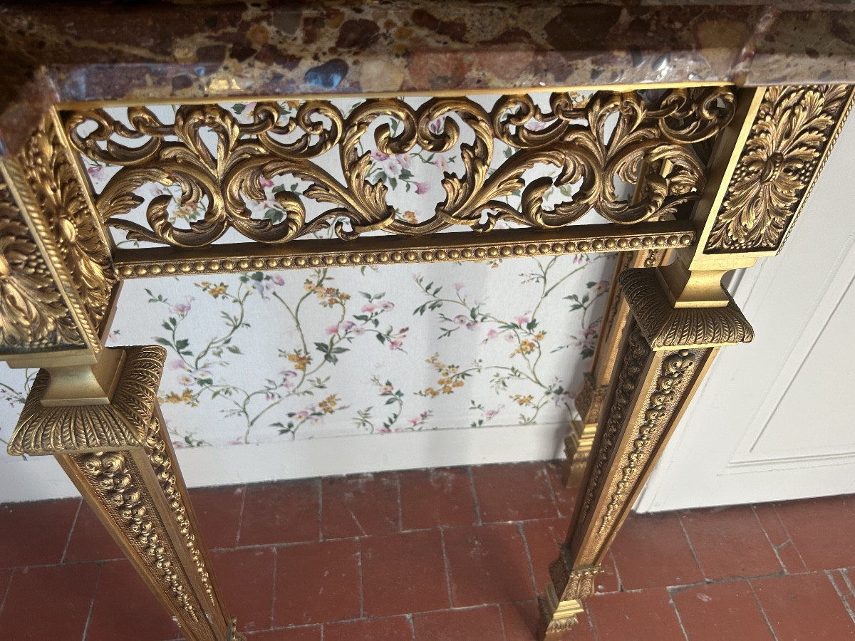 Grande Console En Bronze Doré à Ressaut,de Style Louis XIV -photo-4