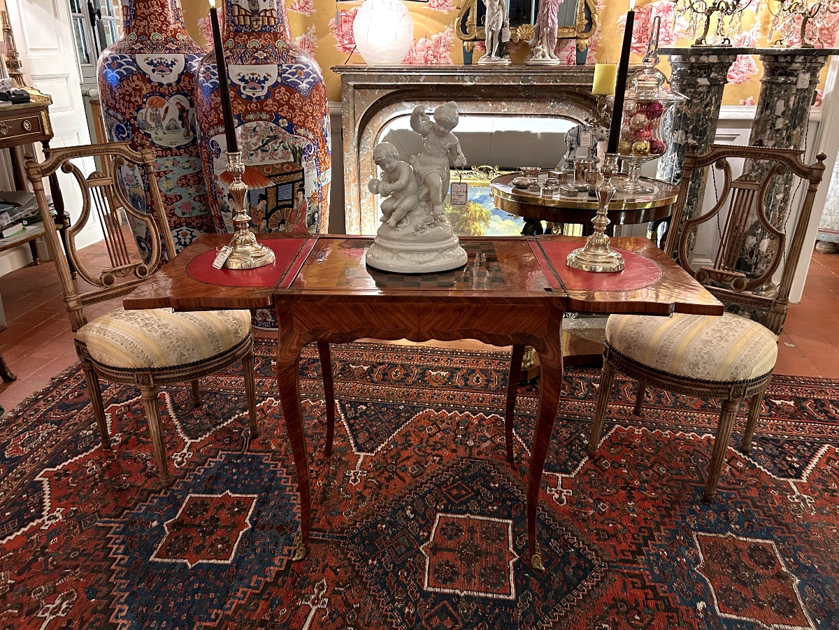 Table à jeu ou de Salon à transformation estampillée MARCHAND d’époque Louis XV