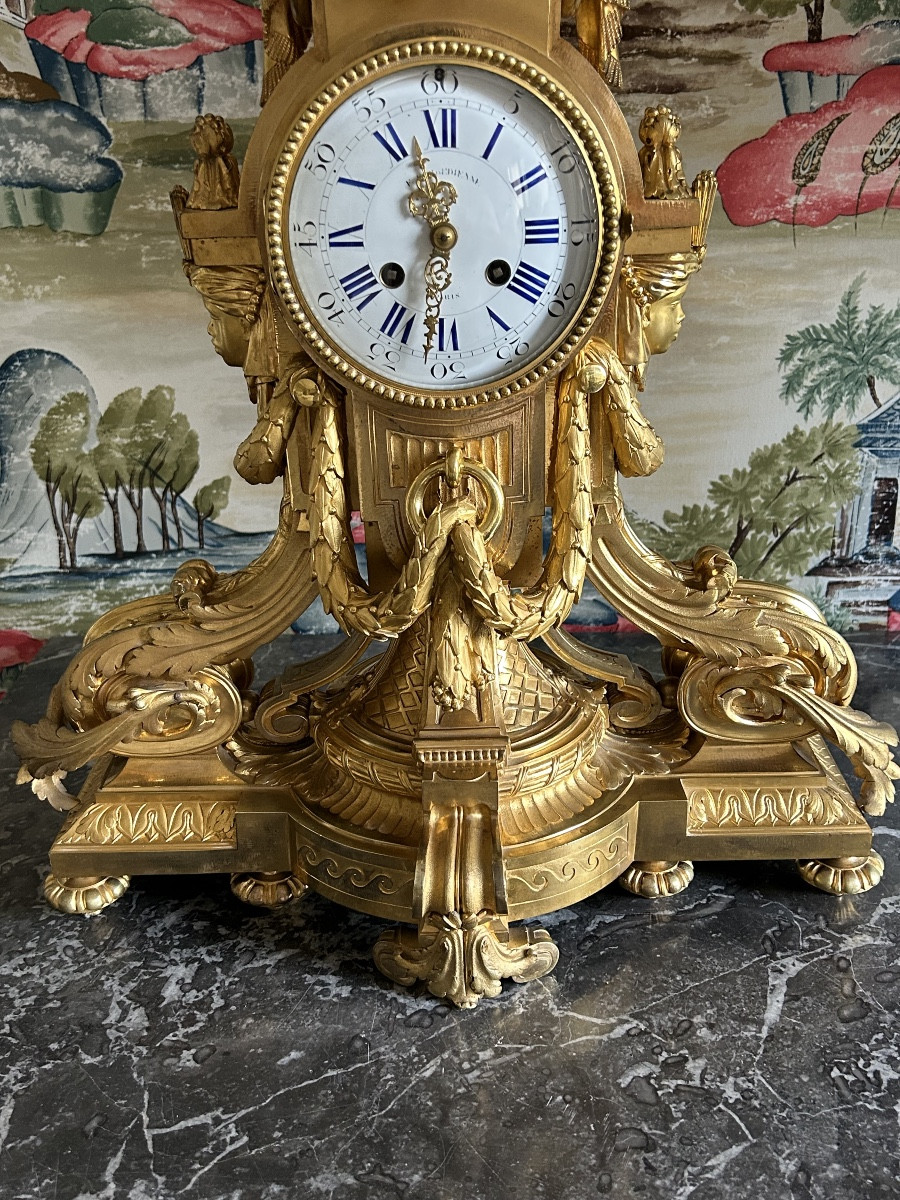 Louis XVI Style Gilt Bronze Salon Clock Known As “à La Turque” Signed F. Barbedienne-photo-2