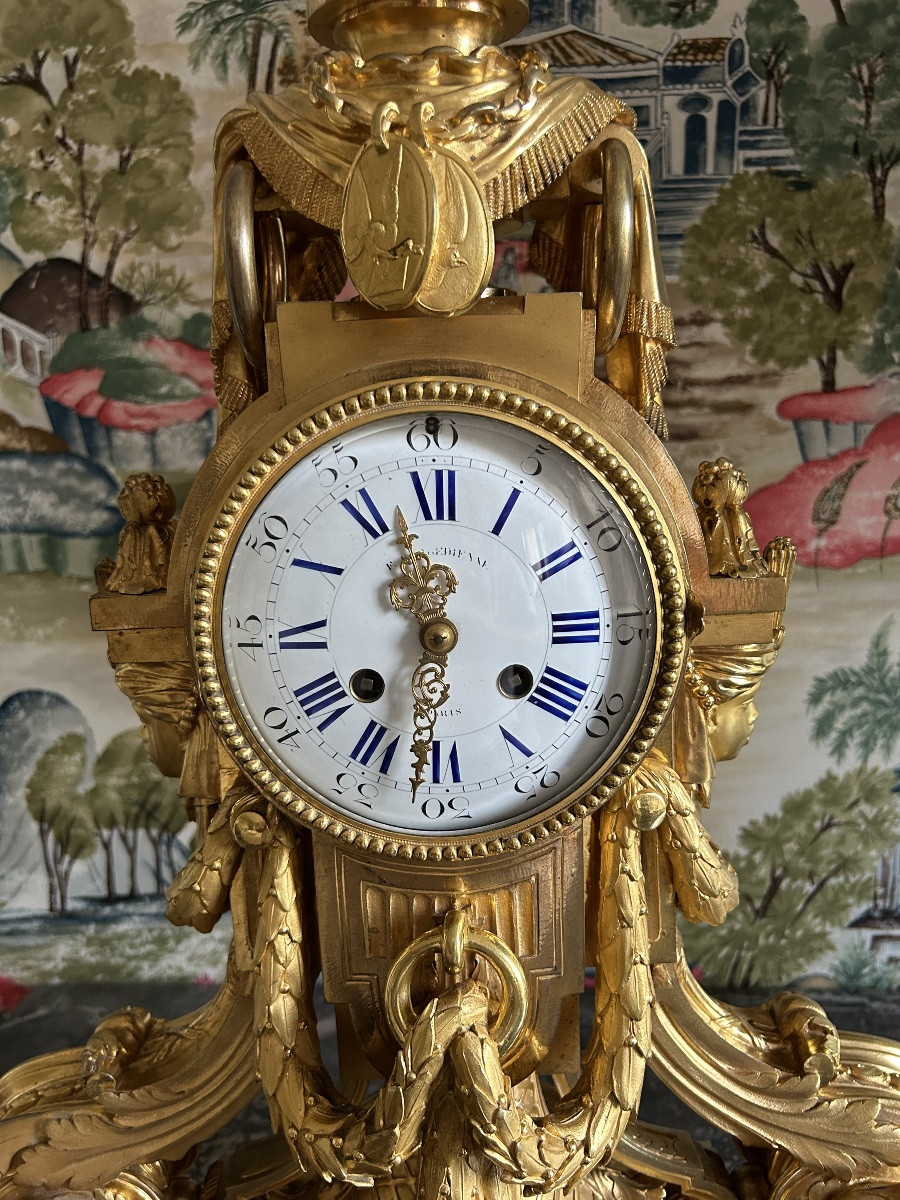 Louis XVI Style Gilt Bronze Salon Clock Known As “à La Turque” Signed F. Barbedienne-photo-5