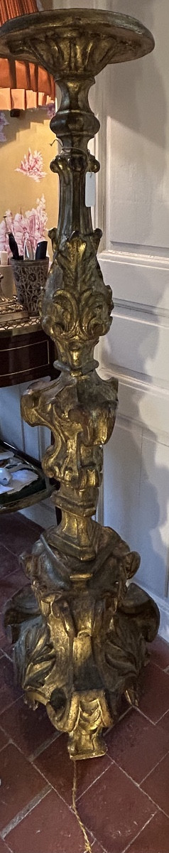 Gilded Wooden Torch Holder, Italy, 17th Century.-photo-2