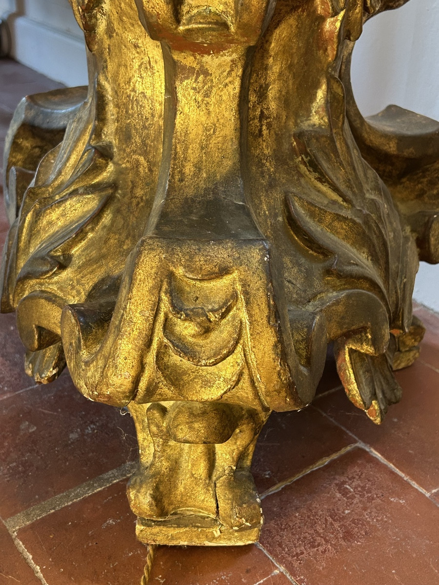 Gilded Wooden Torch Holder, Italy, 17th Century.-photo-3