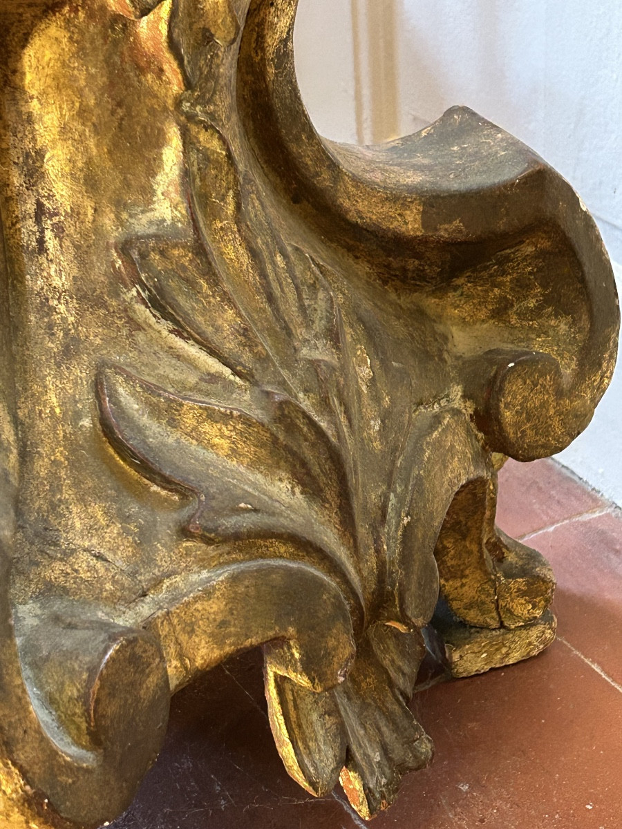 Gilded Wooden Torch Holder, Italy, 17th Century.-photo-3