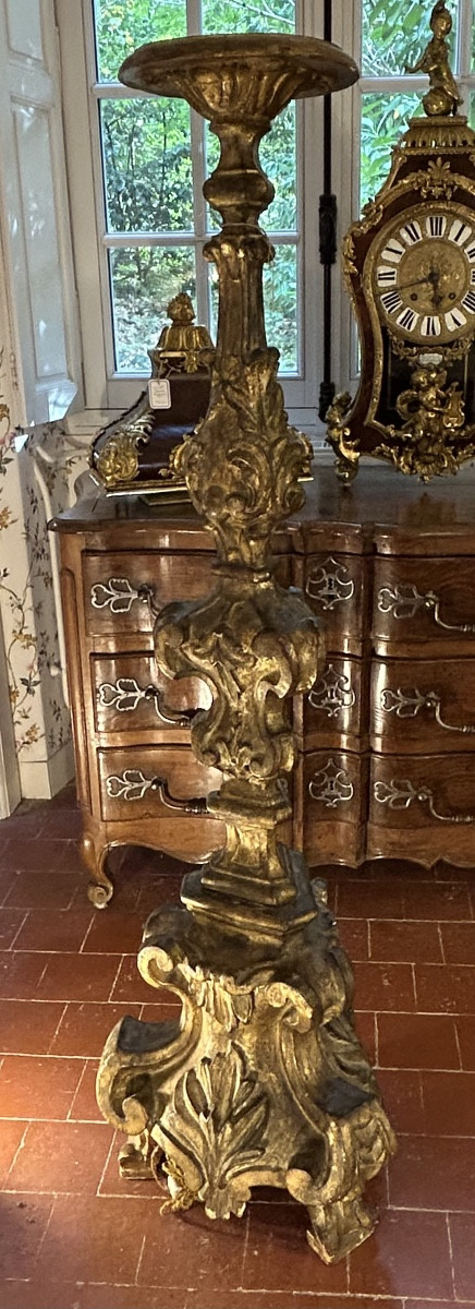 Gilded Wooden Torch Holder, Italy, 17th Century.
