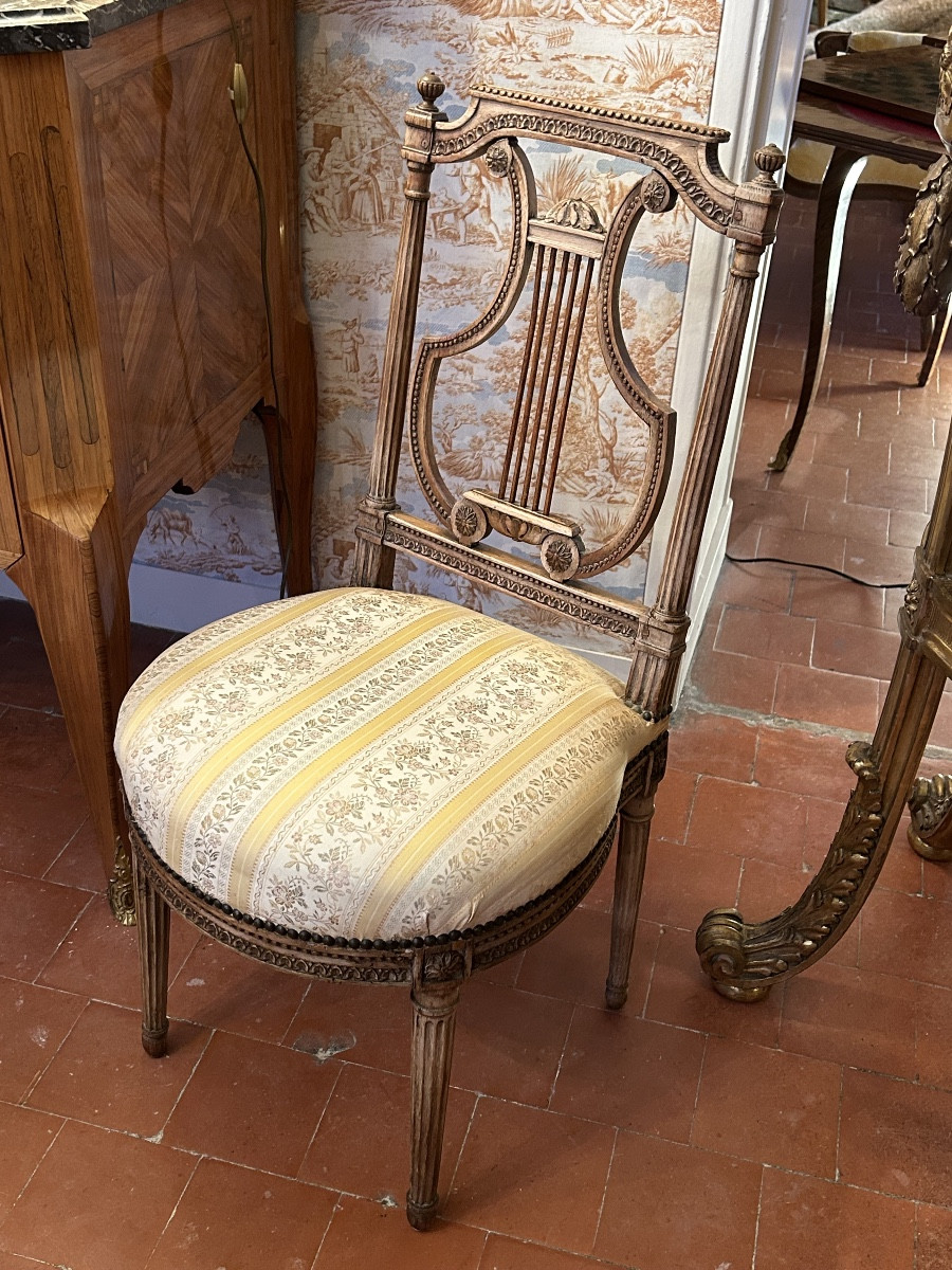 Pair Of Louis XVI Period Chairs, Lyre Model.-photo-4