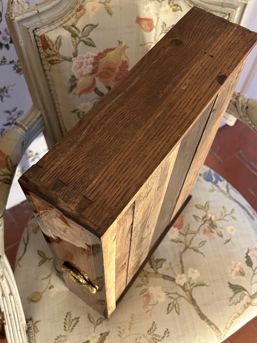 Grand chiffonnier colonnaire en marqueterie d’époque Louis XVI-photo-3