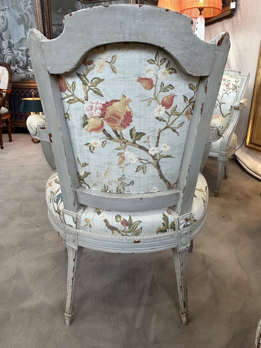 Suite de 6 fauteuils de salon provençaux d’époque Louis XVI-photo-3