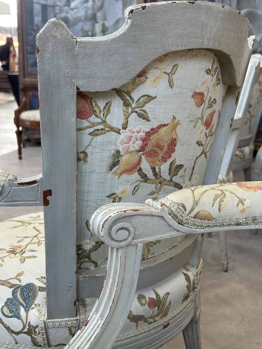 Suite de 6 fauteuils de salon provençaux d’époque Louis XVI-photo-4