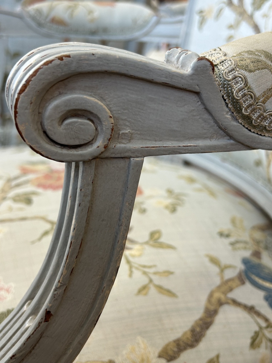 Suite de 6 fauteuils de salon provençaux d’époque Louis XVI-photo-1