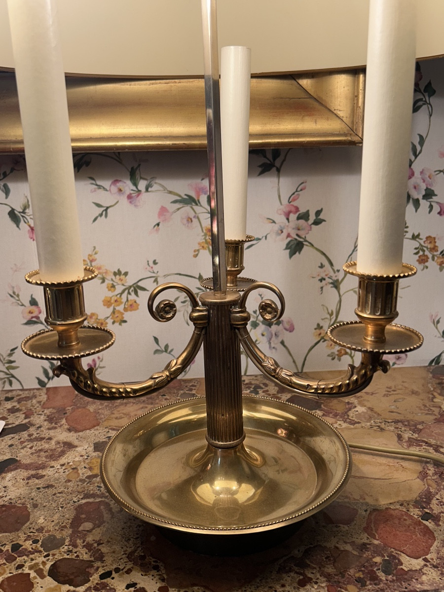 Paire de grandes lampes bouillottes en bronze doré de style Louis XVI-photo-3