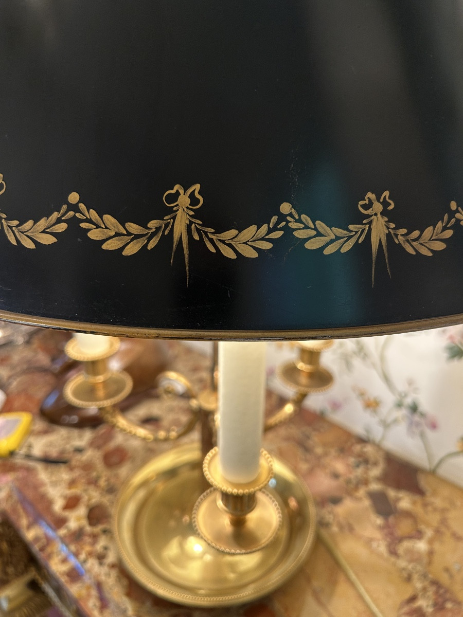 Paire de grandes lampes bouillottes en bronze doré de style Louis XVI-photo-4