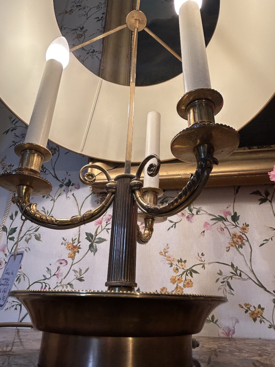 Paire de grandes lampes bouillottes en bronze doré de style Louis XVI-photo-4