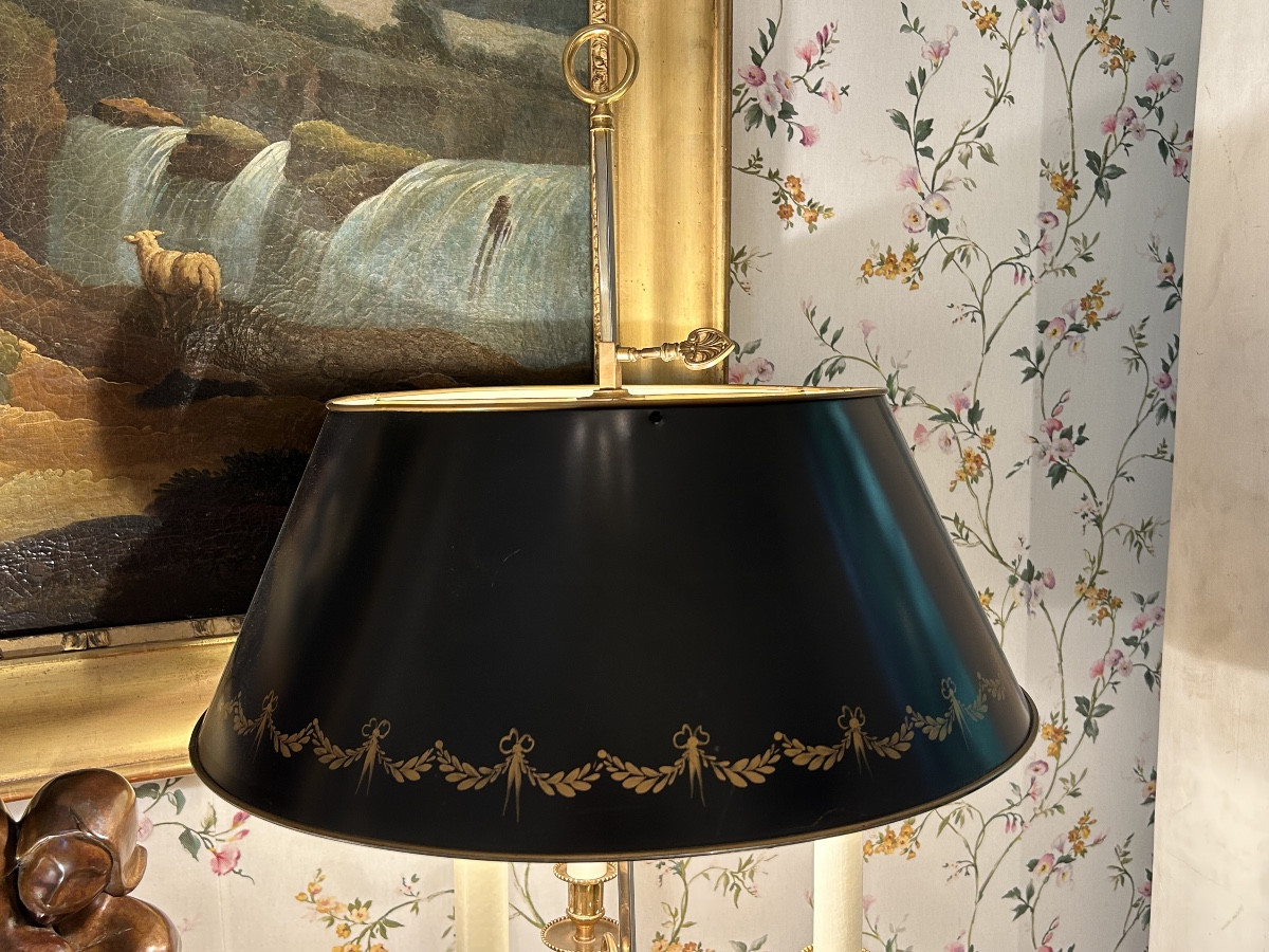 Paire de grandes lampes bouillottes en bronze doré de style Louis XVI-photo-6