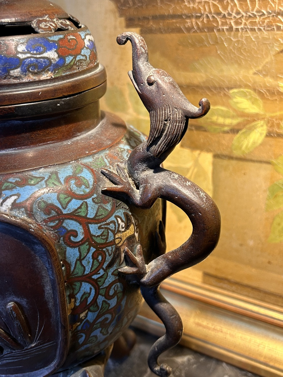 Cloisonné Bronze Incense Burner , China 19th Century-photo-3