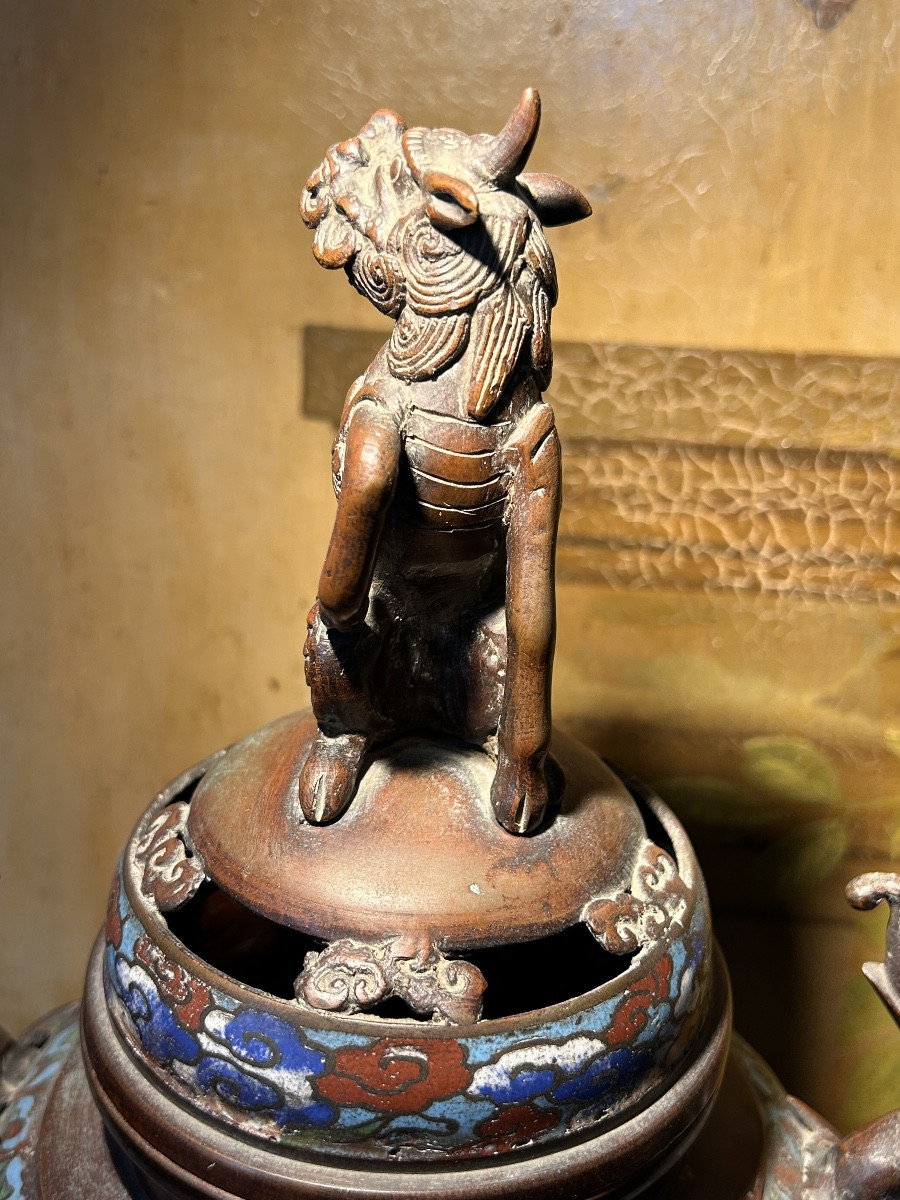 Cloisonné Bronze Incense Burner , China 19th Century-photo-5