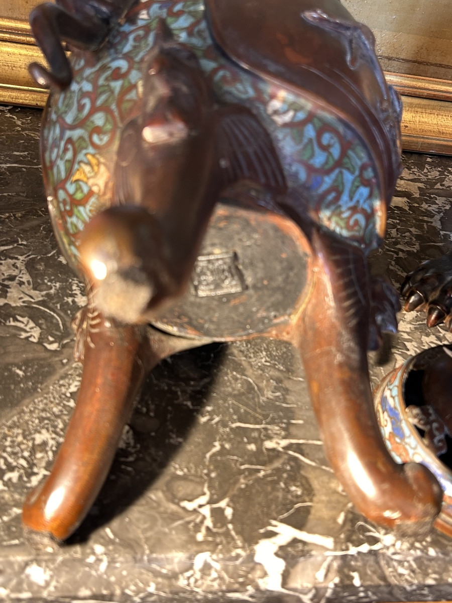 Cloisonné Bronze Incense Burner , China 19th Century-photo-6