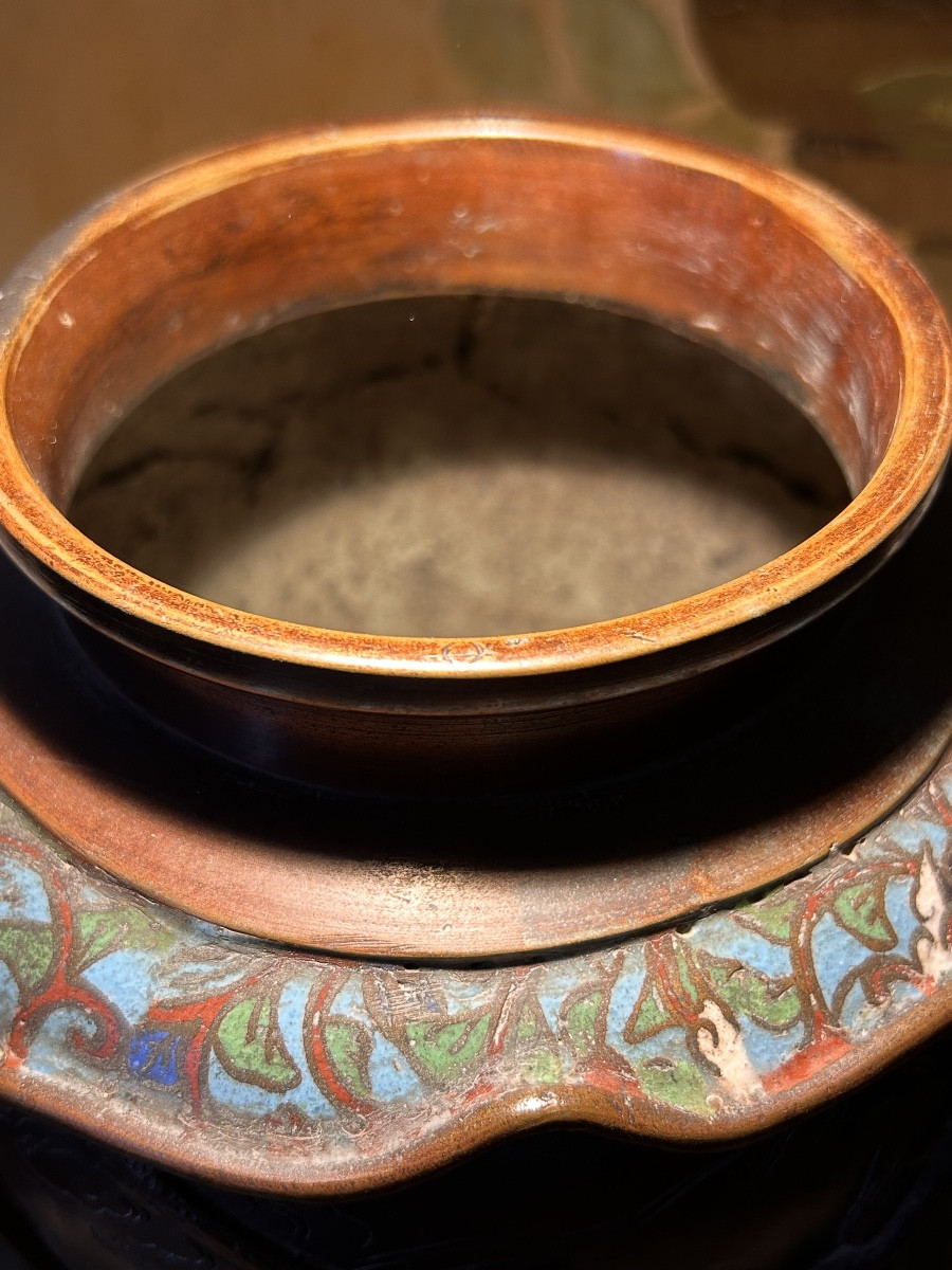 Cloisonné Bronze Incense Burner , China 19th Century-photo-7