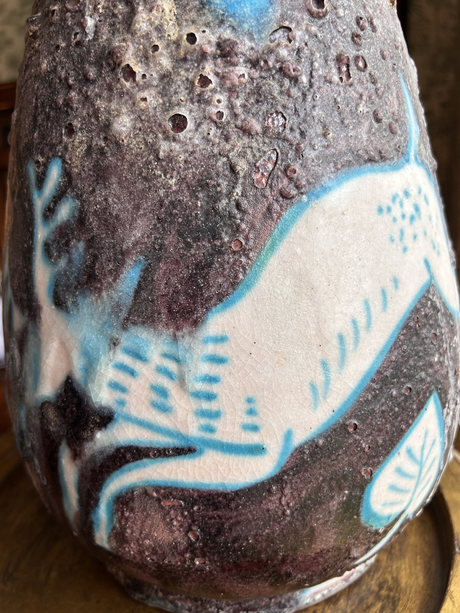 Large Ceramic Bottle Vase By Workshop Solimene , Vietri, Circa 1950-photo-3