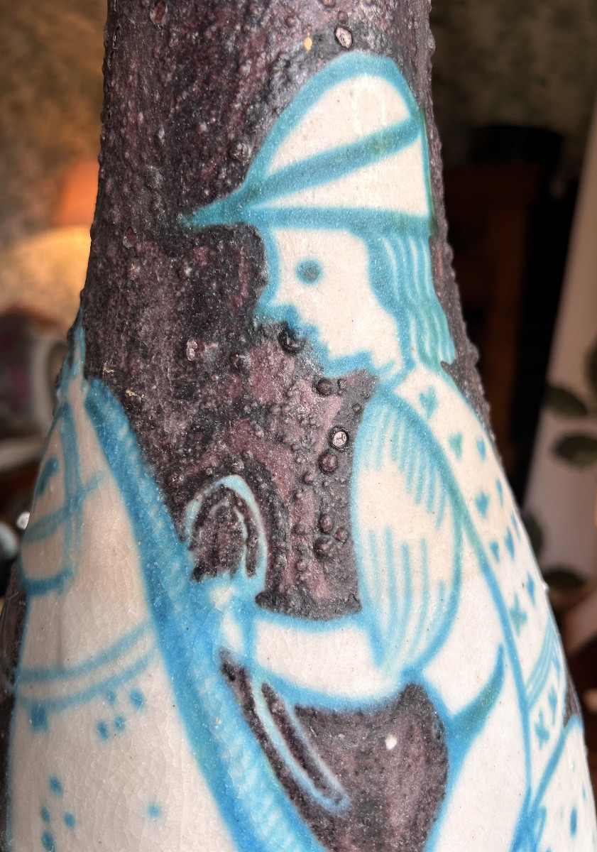 Large Ceramic Bottle Vase By Workshop Solimene , Vietri, Circa 1950-photo-6