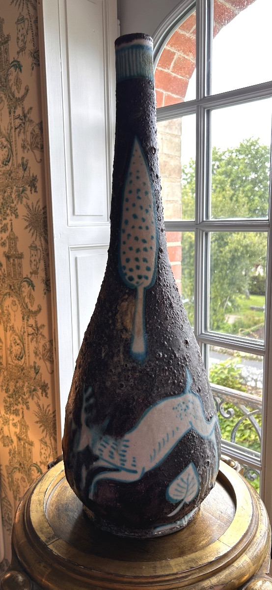Large Ceramic Bottle Vase By Workshop Solimene , Vietri, Circa 1950-photo-7