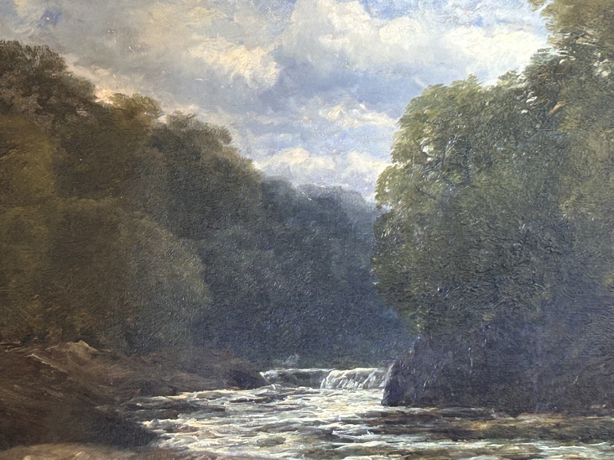 Waterfall In An English Landscape, Hst By J.b. Smith, 19th Century-photo-3