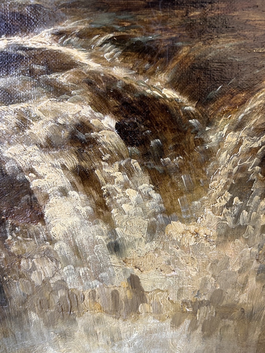 Waterfall In An English Landscape, Hst By J.b. Smith, 19th Century-photo-2