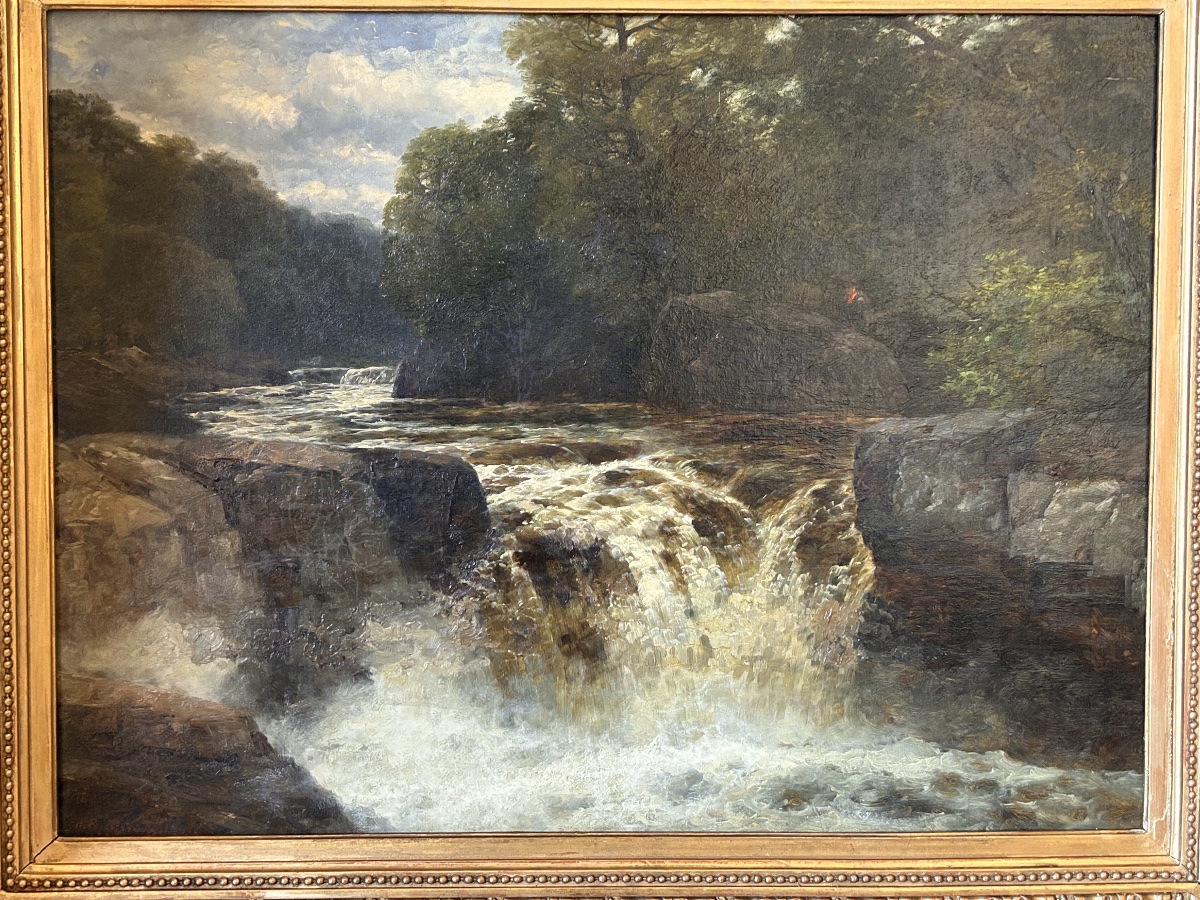 Waterfall In An English Landscape, Hst By J.b. Smith, 19th Century-photo-4