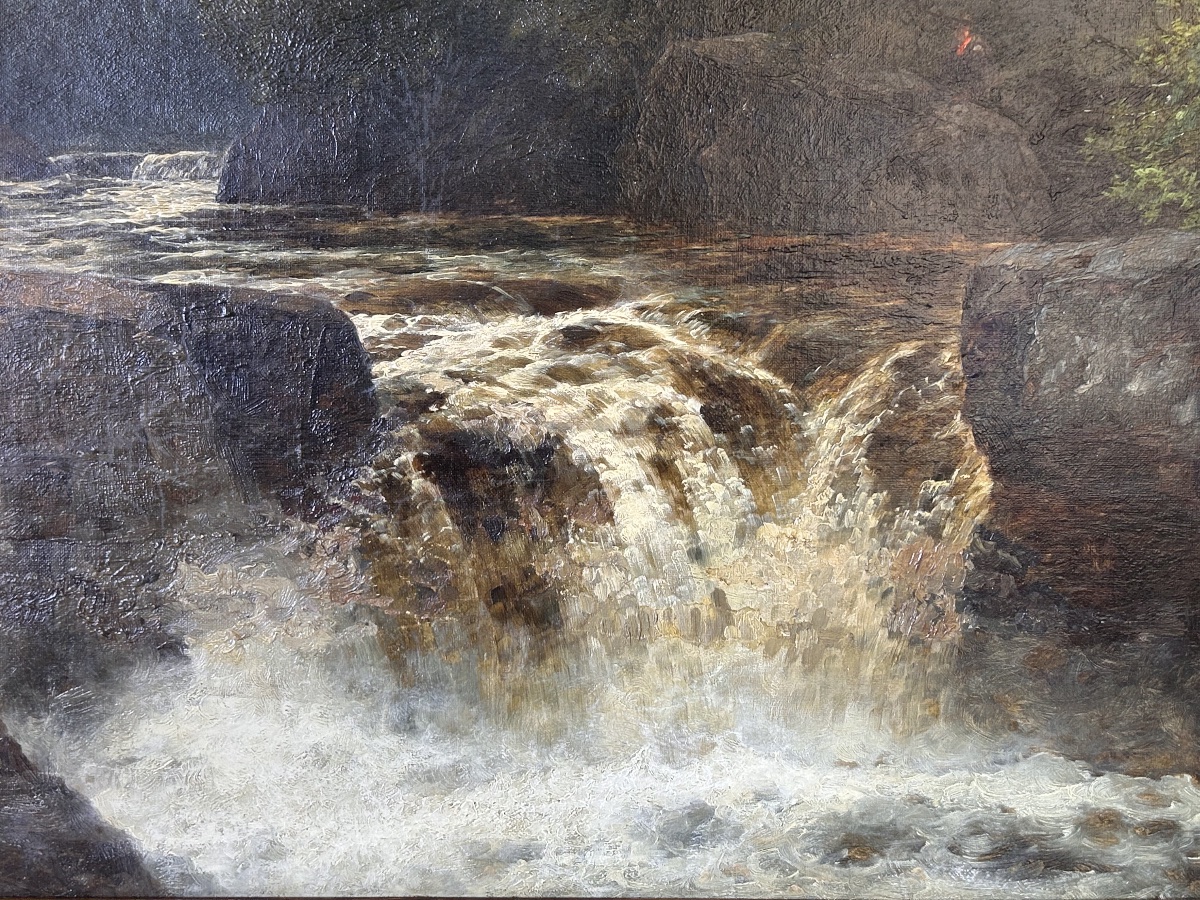 Waterfall In An English Landscape, Hst By J.b. Smith, 19th Century-photo-6
