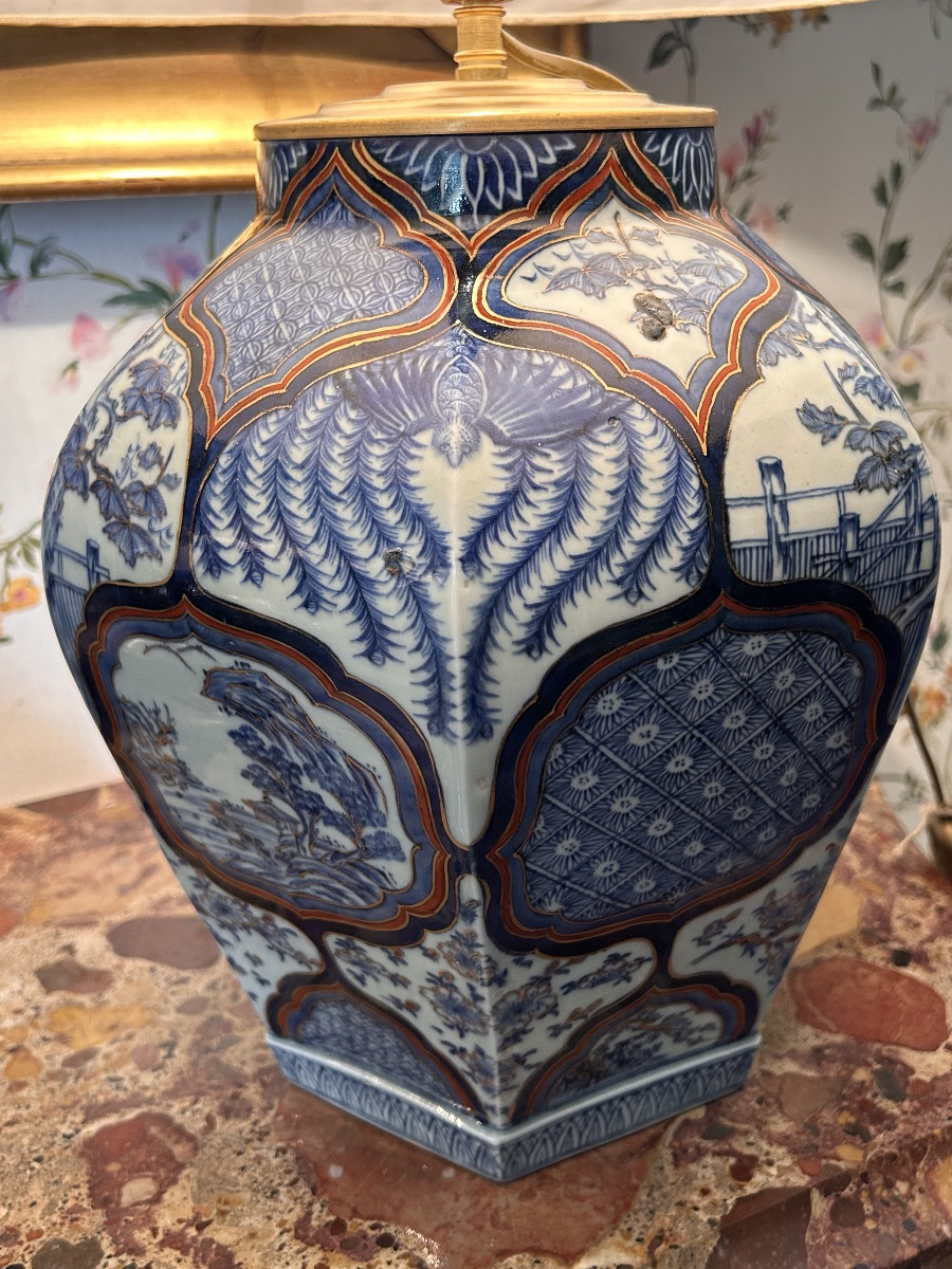 Pair Of Japanese Porcelain Lamps, Meiji Period-photo-4
