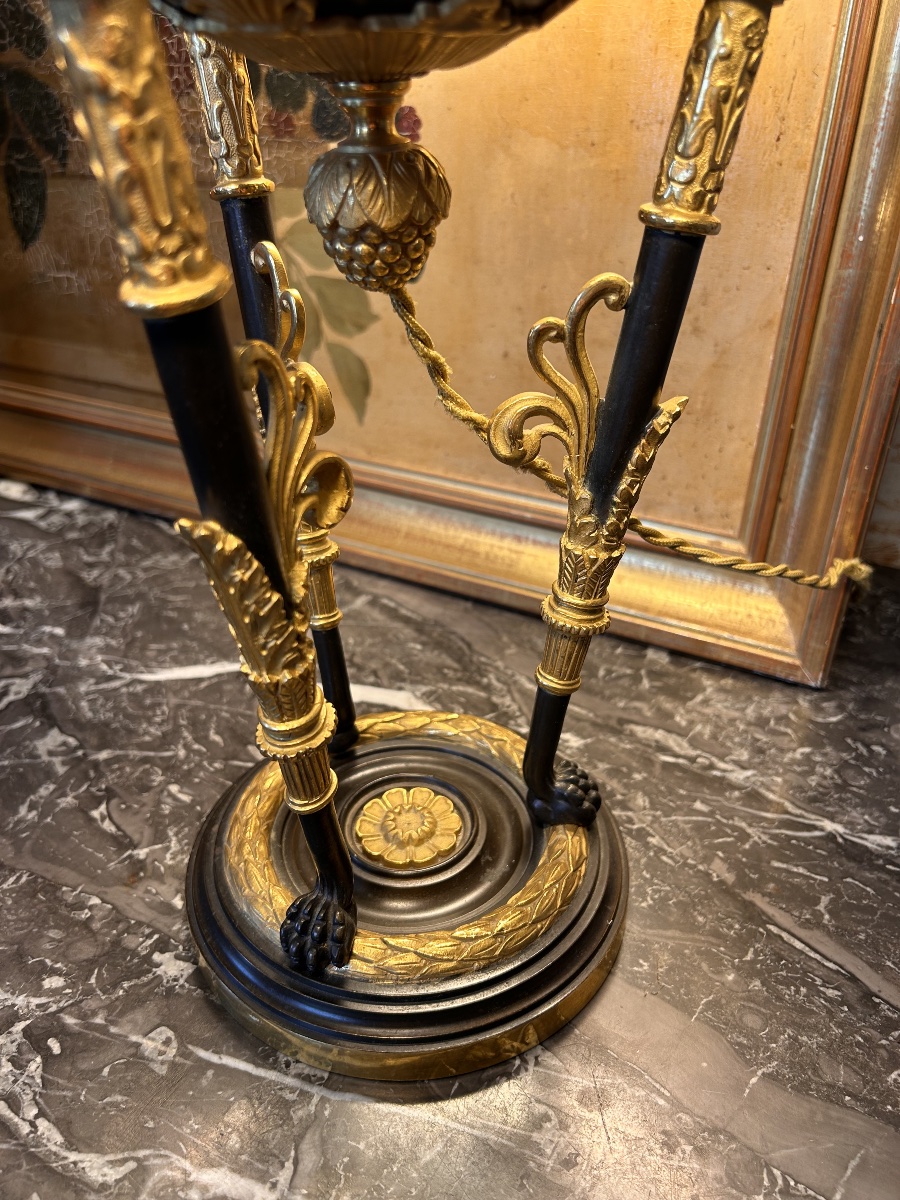 Empire-style Athenian Lamp In Gilded Bronze -photo-4