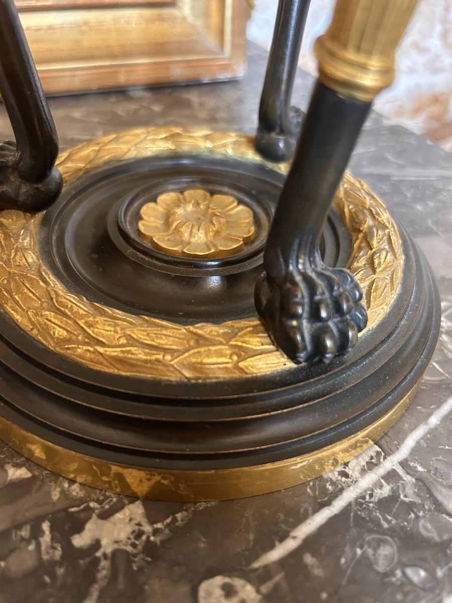 Empire-style Athenian Lamp In Gilded Bronze -photo-5