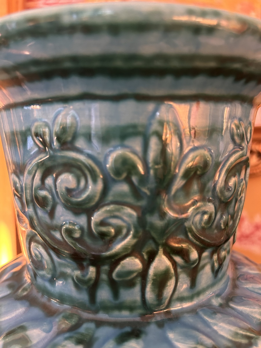 Grand vase balustre Olympiades grecques, signé MASSIER, Vallauris XXe siècle -photo-4