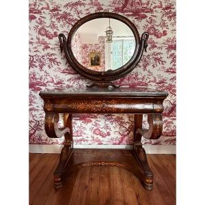 Charles X Period Hairdresser In Rosewood And Light Wood Marquetry.