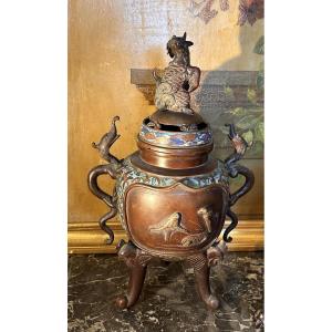 Brûle-parfum en bronze cloisonné , Chine 19e
