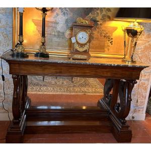 Grande console desserte d’époque Empire à col de Cygne ailé