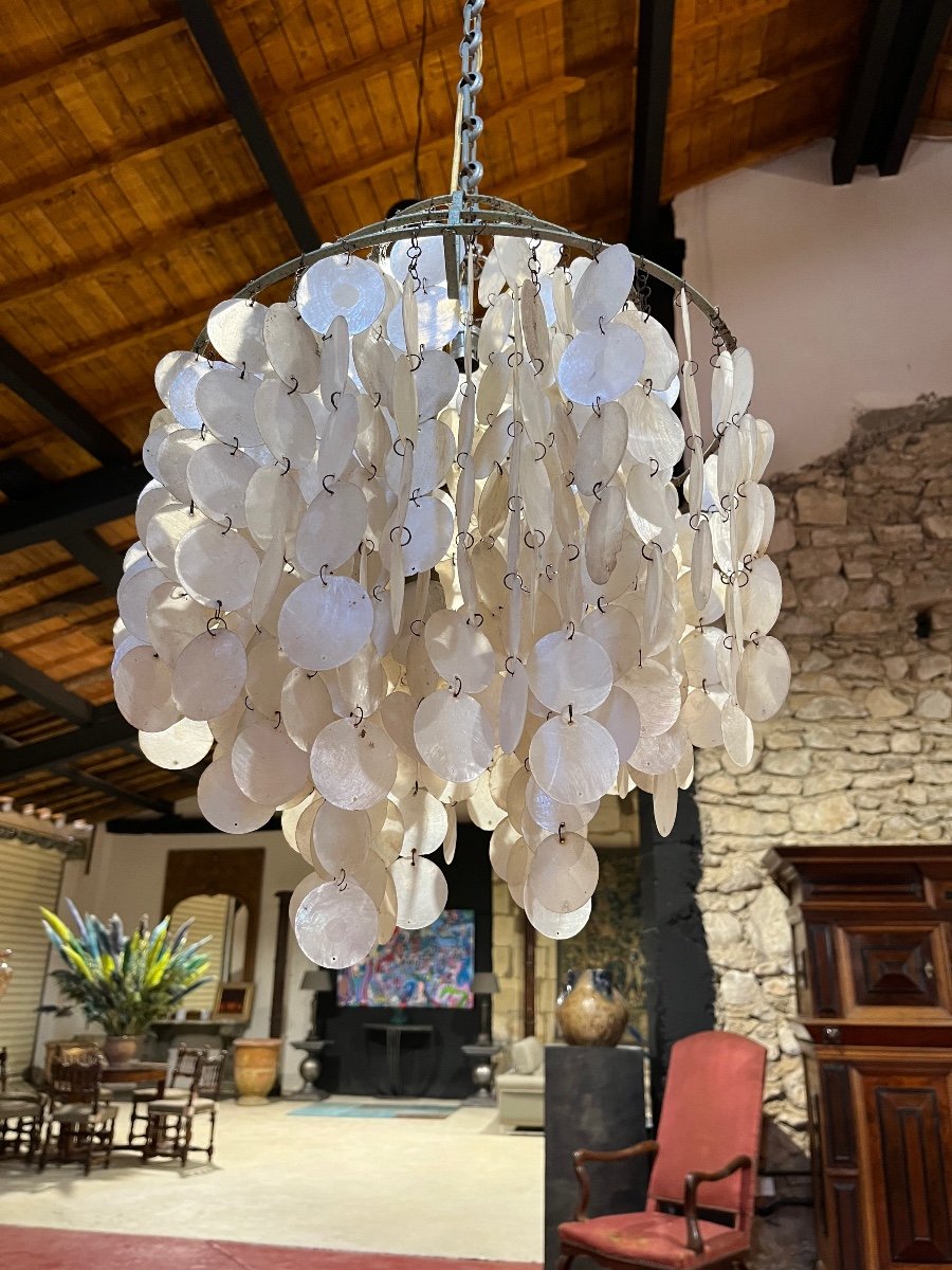 Fun Mother-of-pearl Chandelier Verpan 1960s-photo-3