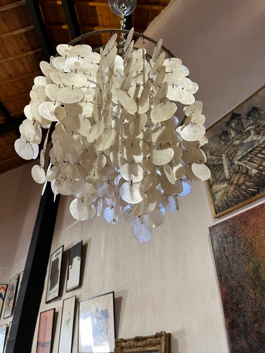 Fun Mother-of-pearl Chandelier Verpan 1960s-photo-1