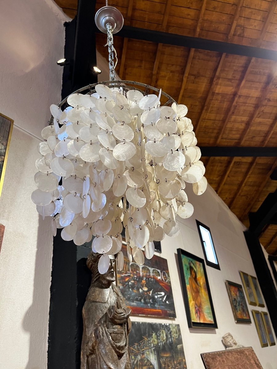 Fun Mother-of-pearl Chandelier Verpan 1960s-photo-2