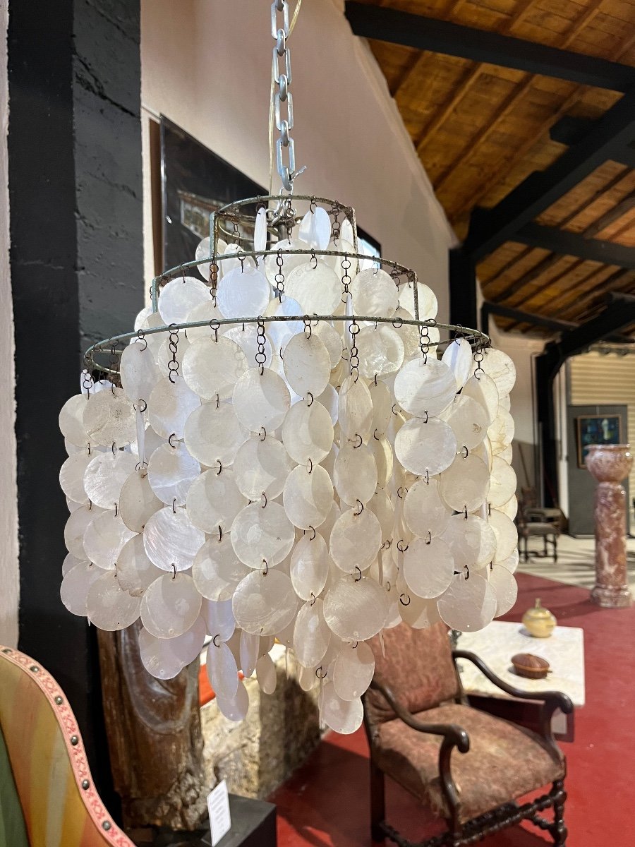 Fun Mother-of-pearl Chandelier Verpan 1960s