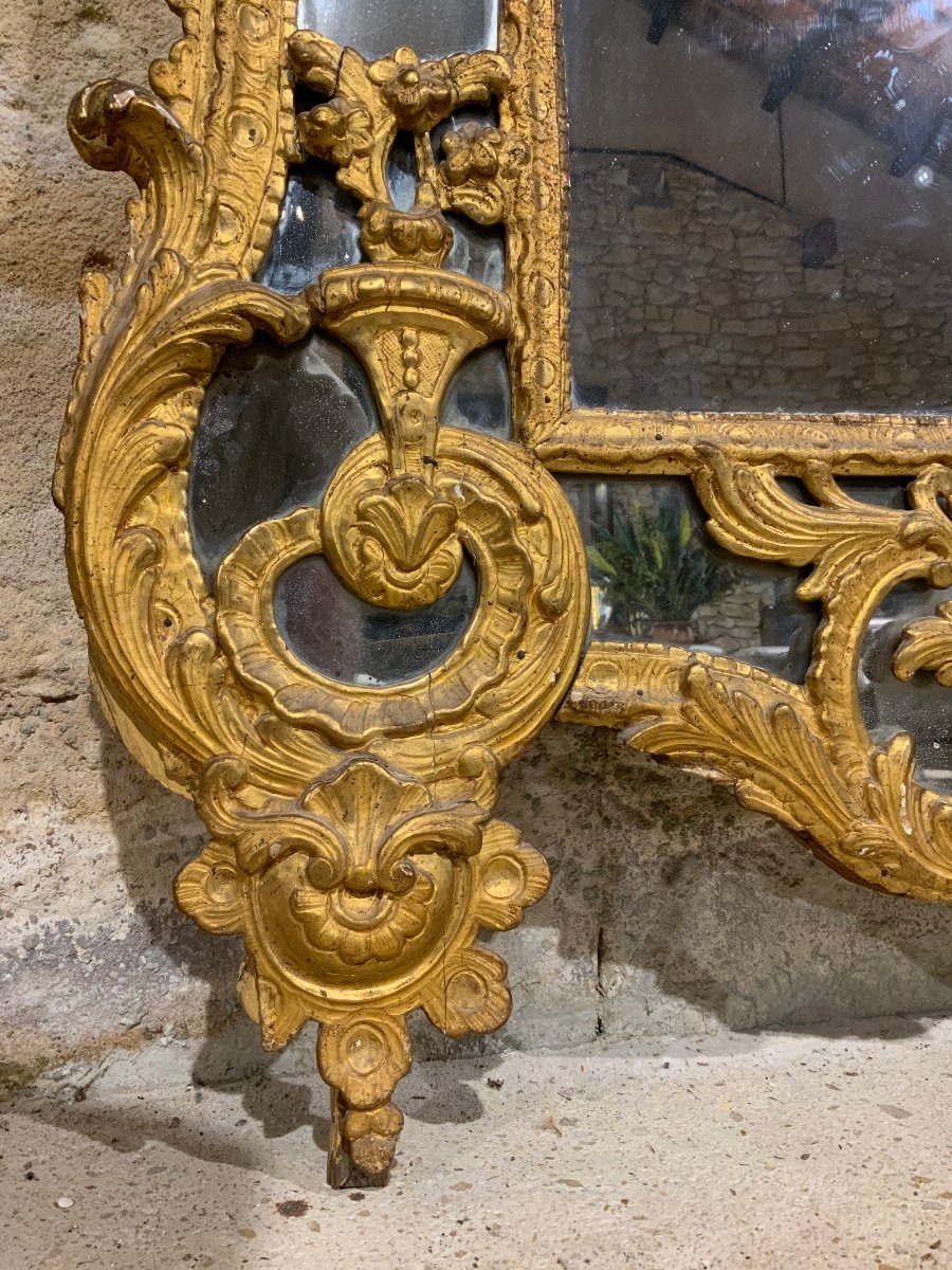 Glazing Bead Mirror In Golden Wood Regency Period 18th Century-photo-1