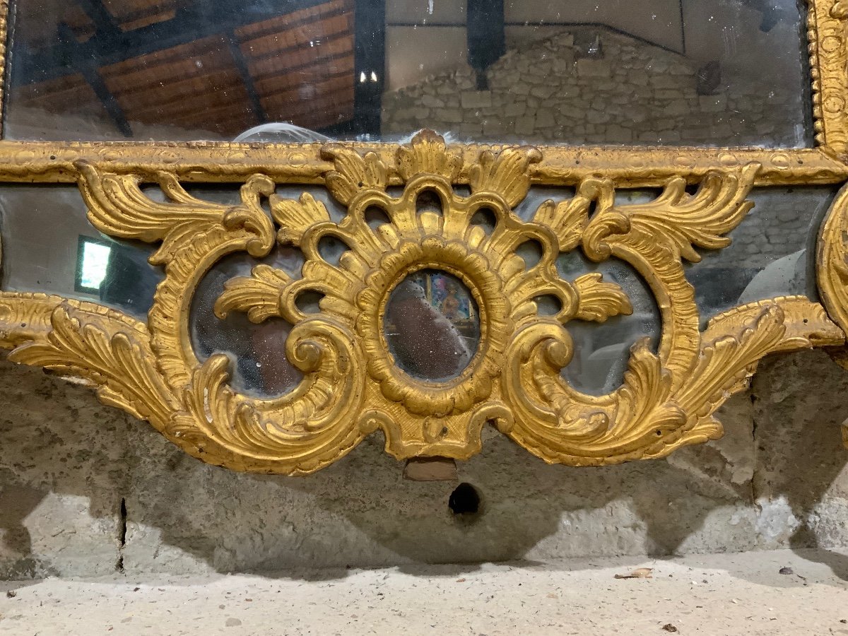 Glazing Bead Mirror In Golden Wood Regency Period 18th Century-photo-3