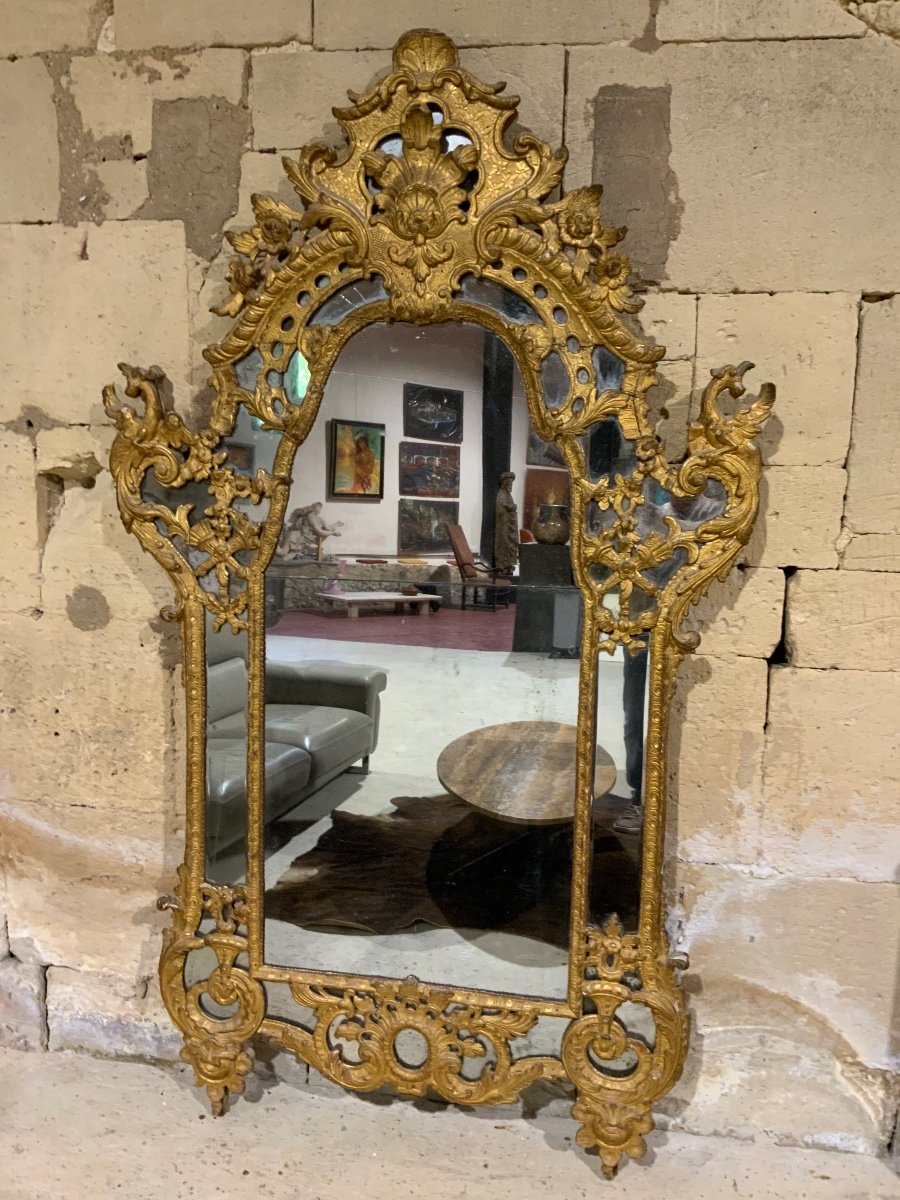 Glazing Bead Mirror In Golden Wood Regency Period 18th Century