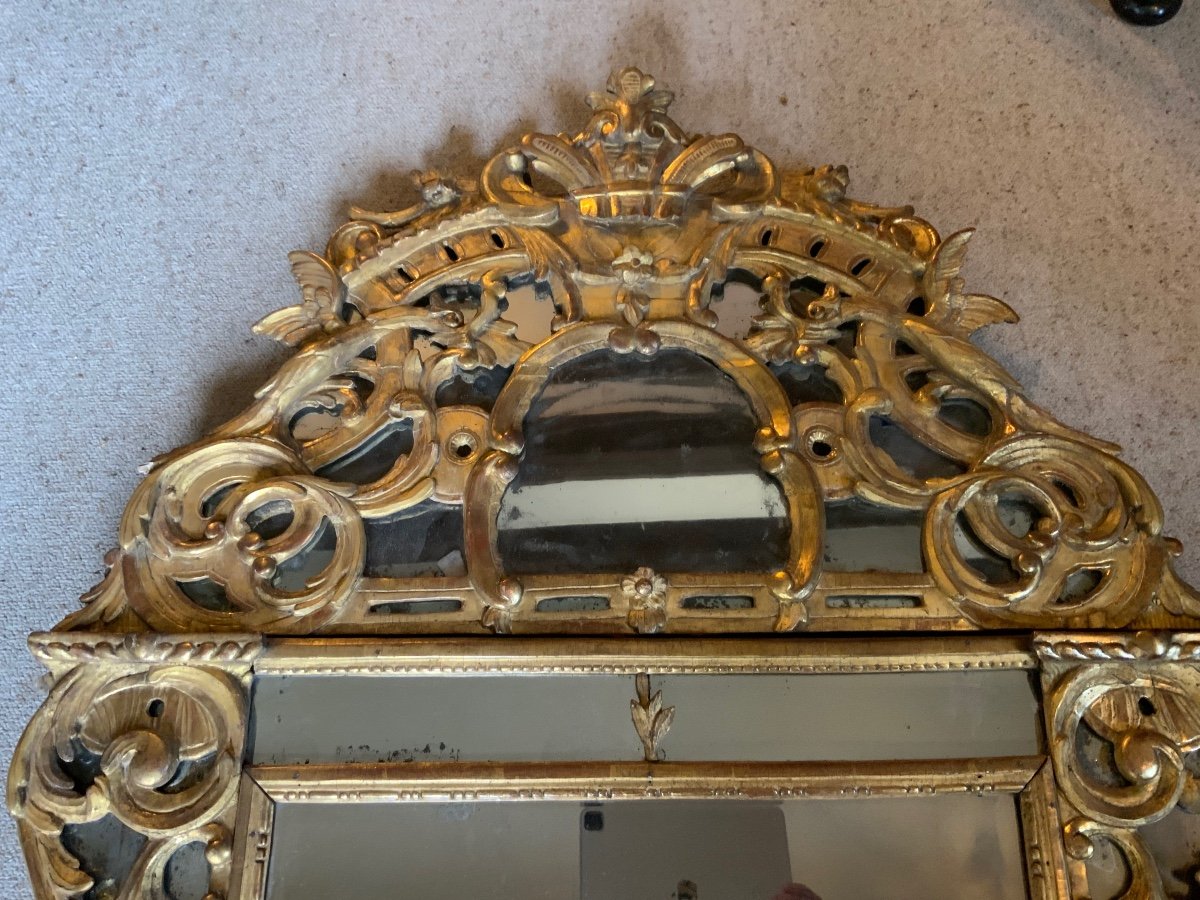 Miroir à Parcloses En Bois Doré, époque Régence, 18e Siècle-photo-3