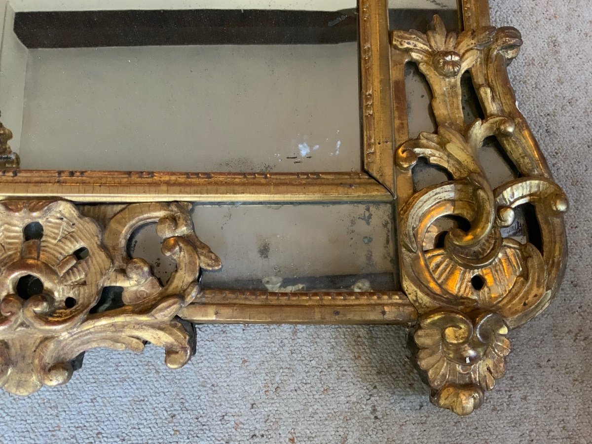 Miroir à Parcloses En Bois Doré, époque Régence, 18e Siècle-photo-3