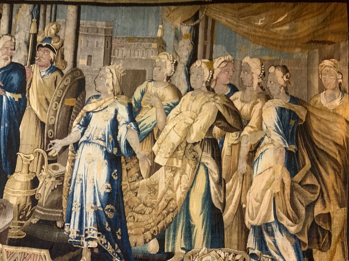 Aubusson Tapestry With Large Characters From The 17th Century-photo-2