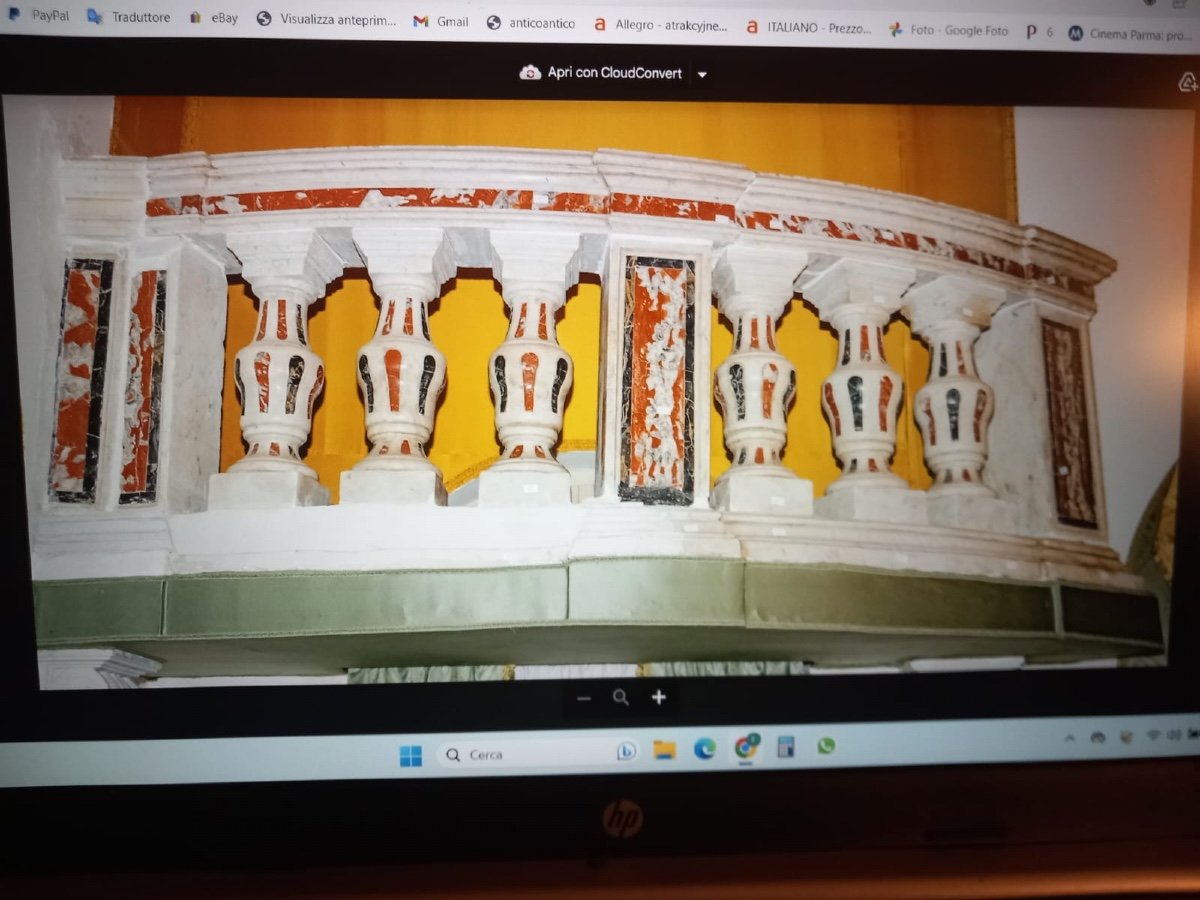 Pair Of Marble And Marble Marquetry Balustrades From The 16th Century-photo-5